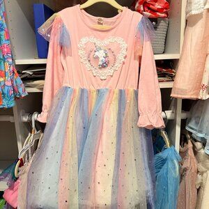 Girls Pink Unicorn Dress – Size 6 / approx. 5–7 Years